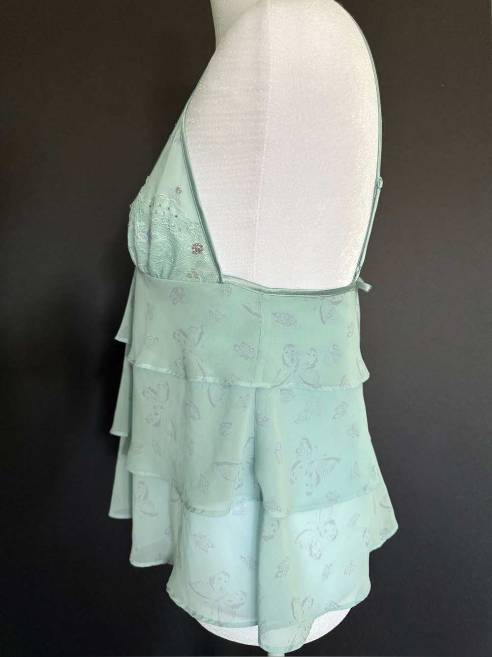 Y2K Victoria’s Secret Sheer Blue Butterfly Lingerie Empire Waist Camisole Top - Picture 3 of 10